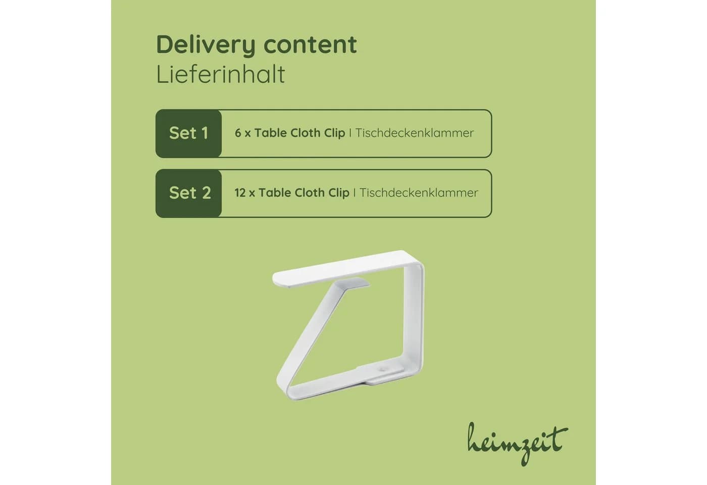 heimzeit Tischtuchklammer Set 6-tlg. Weiß Edelstahl - Bild 4