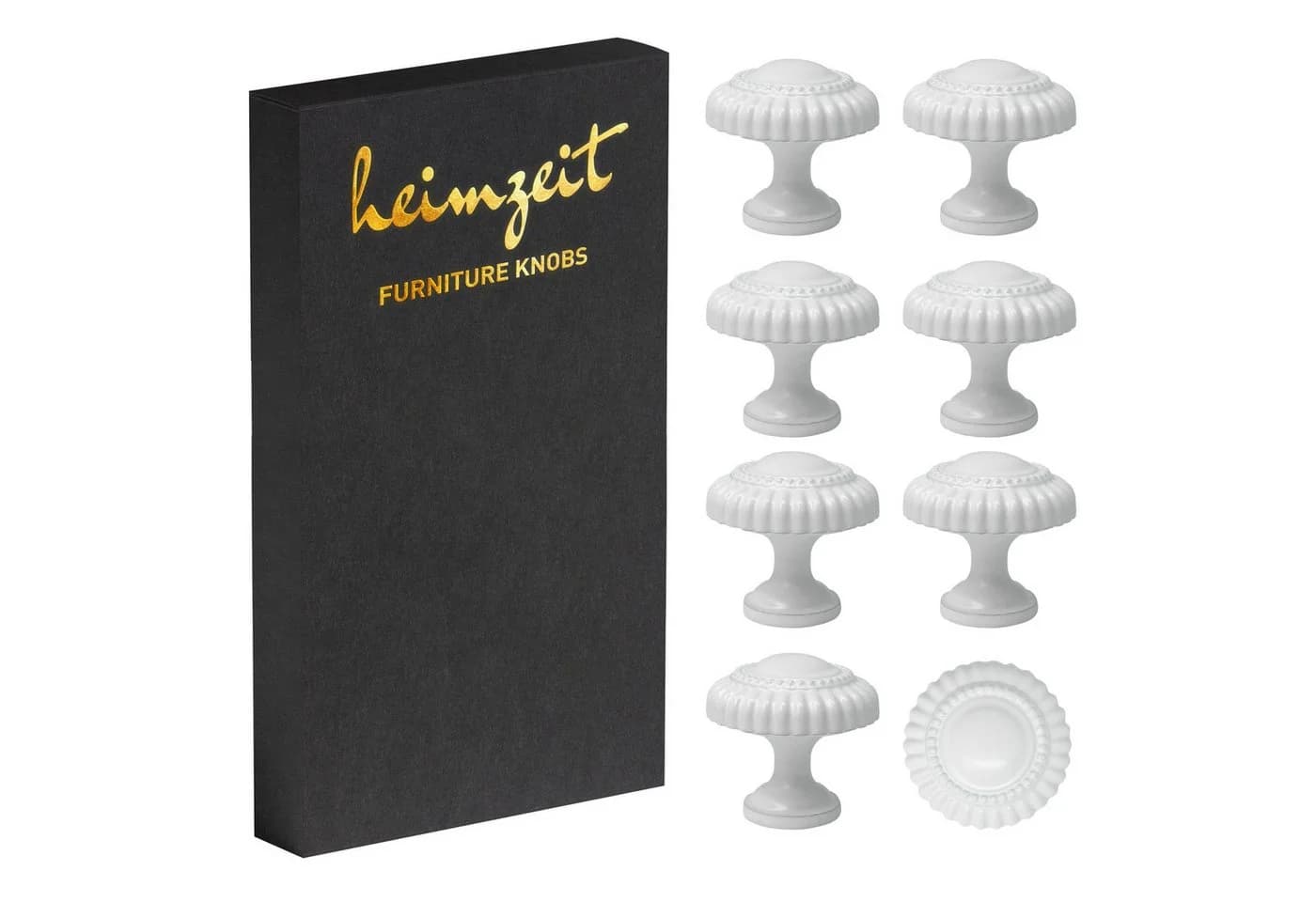 heimzeit Möbelknöpfe Classic 8er Set Weiß Matt - Bild 2