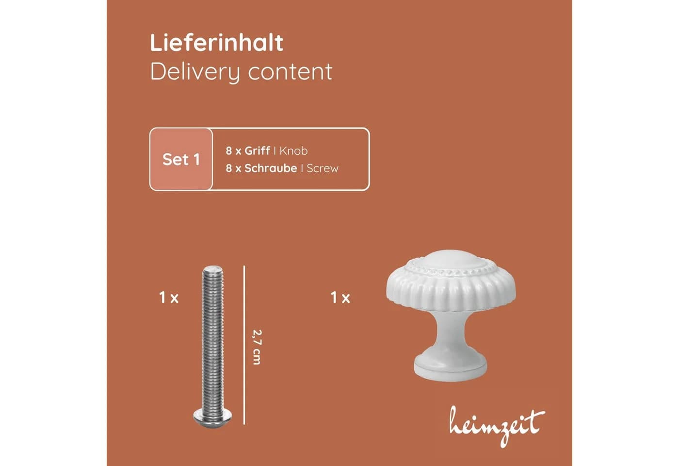 heimzeit Möbelknöpfe Classic 8er Set Weiß Matt - Bild 5