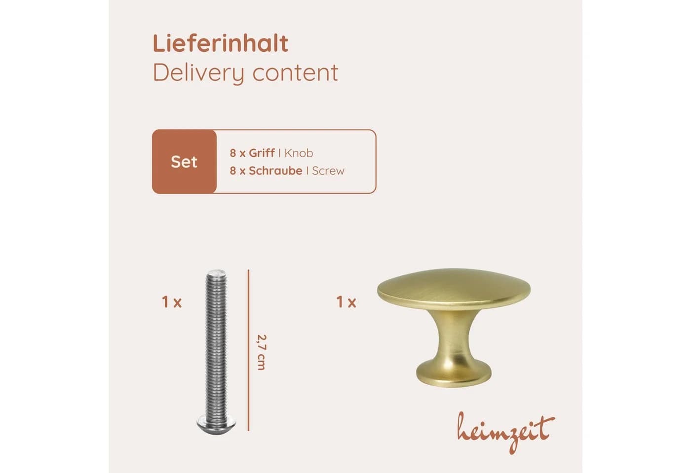 heimzeit Möbelgriff Scandi Set 8 Stück Gold Zinklegierung - Bild 5