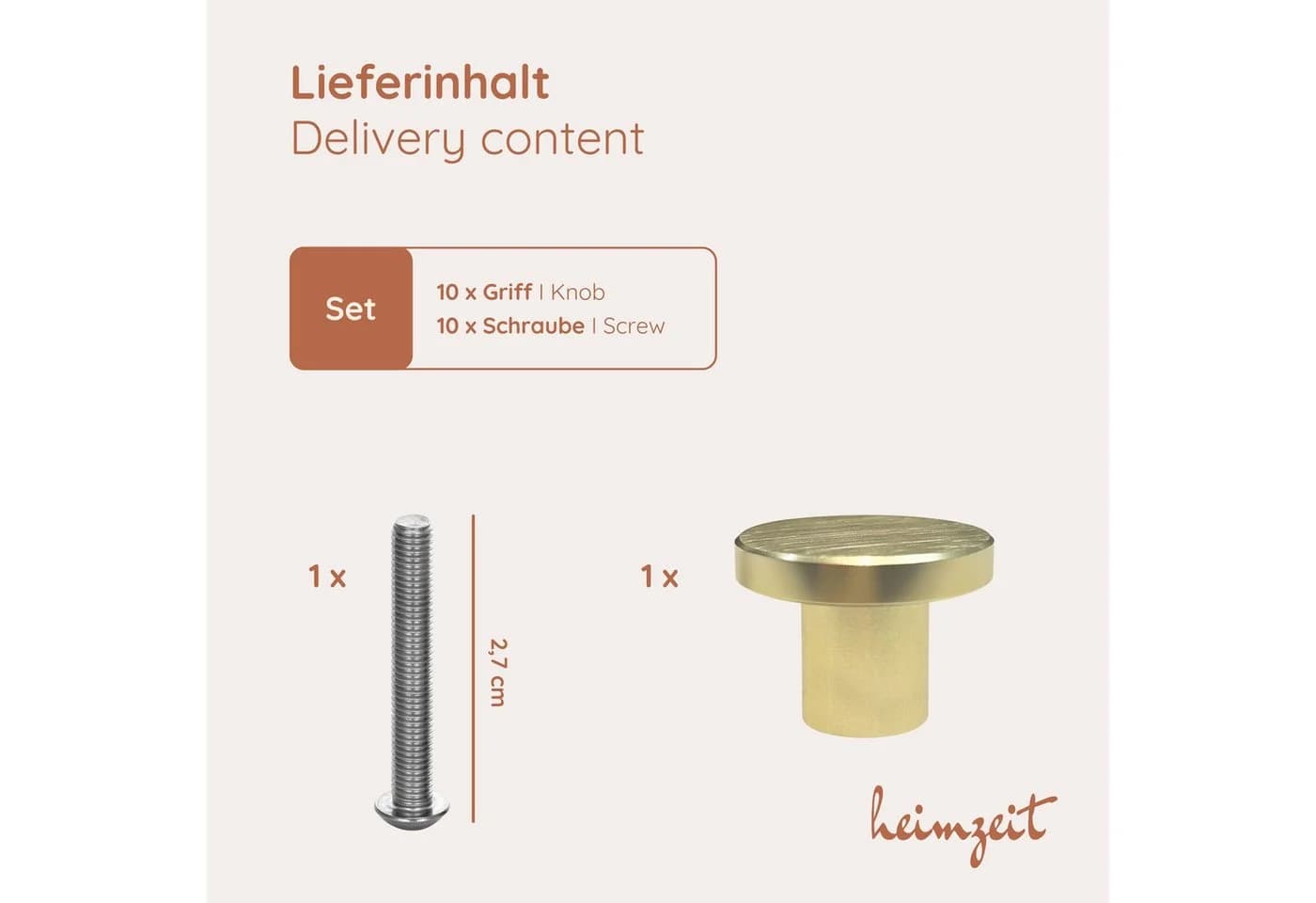 heimzeit Möbelgriff Set 10 Stück Modern Gold Aluminium - Bild 5