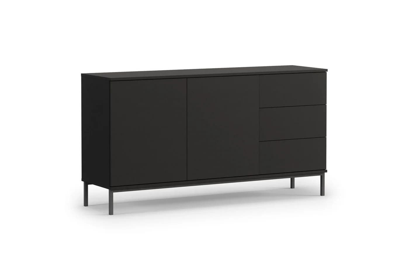 HAUSELEMENT Kommode QUERTY QT-01 Schwarz Modernes Sideboard mit Schubladen - Bild 2