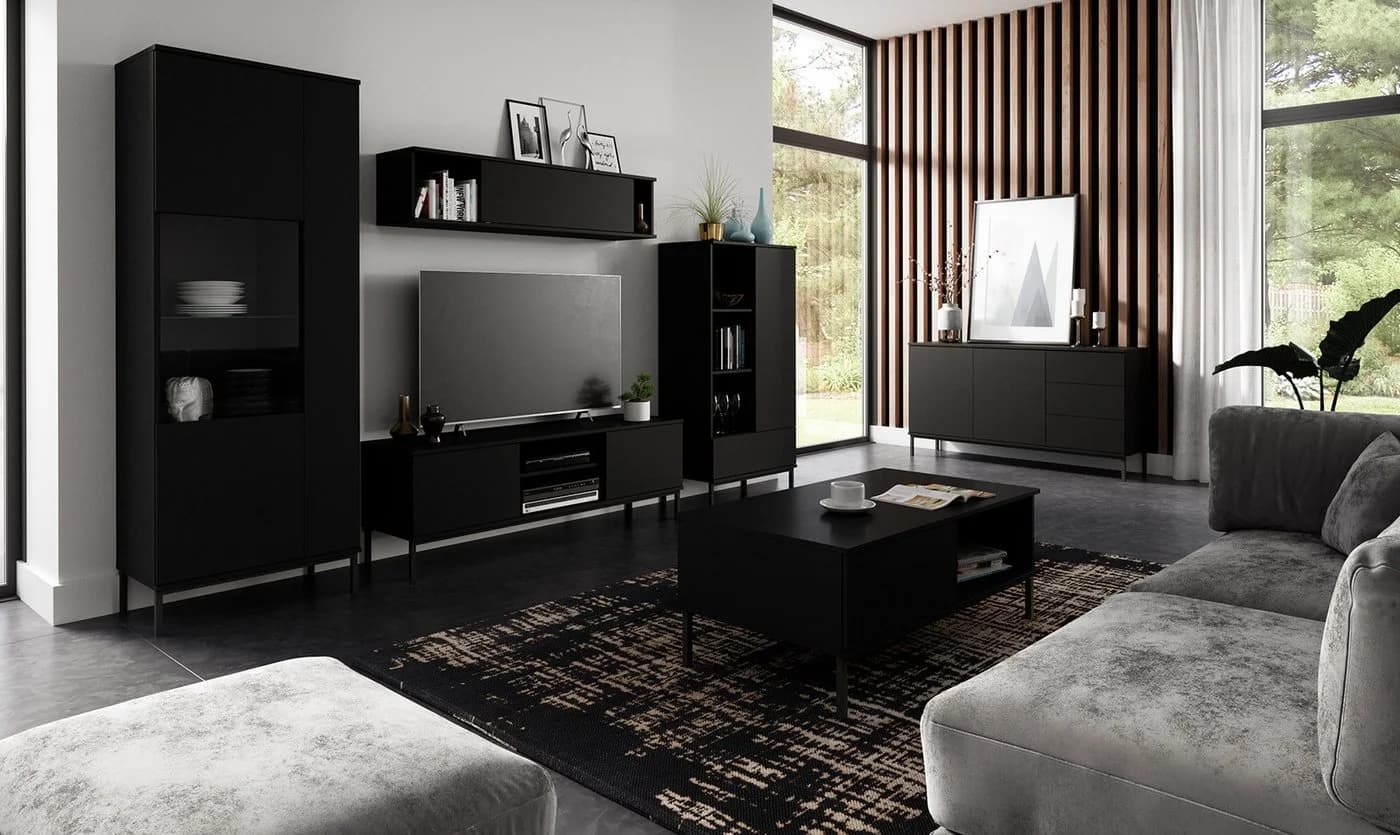 HAUSELEMENT Kommode QUERTY QT-01 Schwarz Modernes Sideboard mit Schubladen - Bild 4