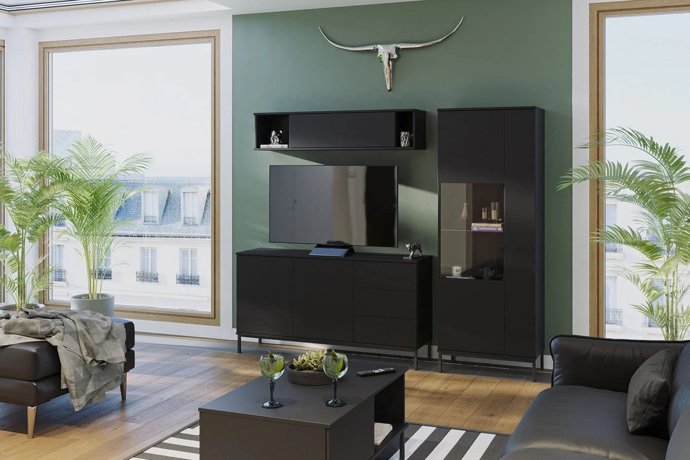 HAUSELEMENT Kommode QUERTY QT-01 Schwarz Modernes Sideboard mit Schubladen - Bild 5