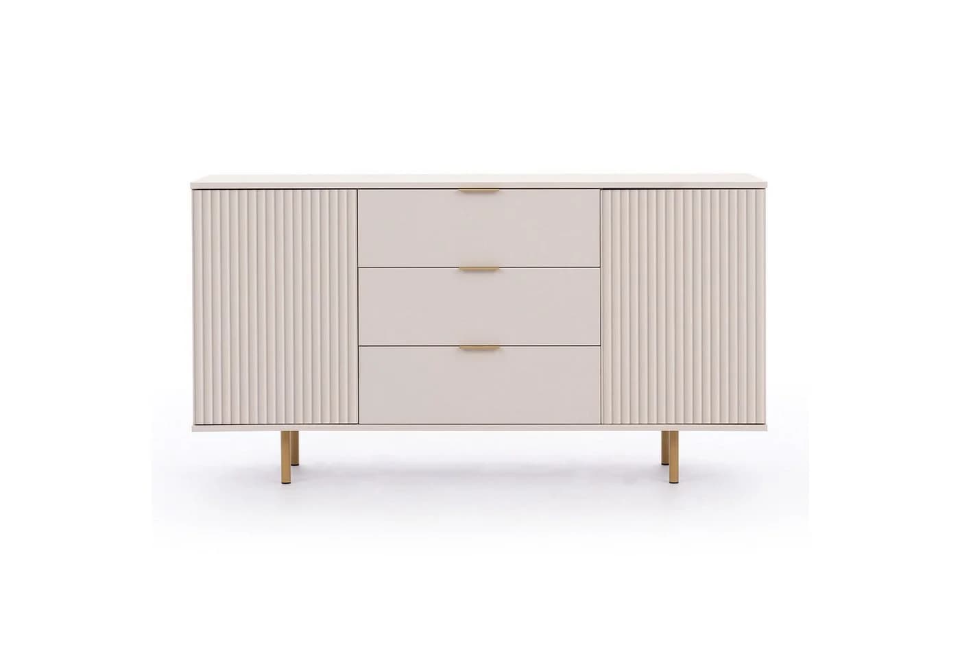 HAUSELEMENT Kommode NUBIA NB-02 3 Schubladen 2 Türen 150 cm Push-to-Open Modern