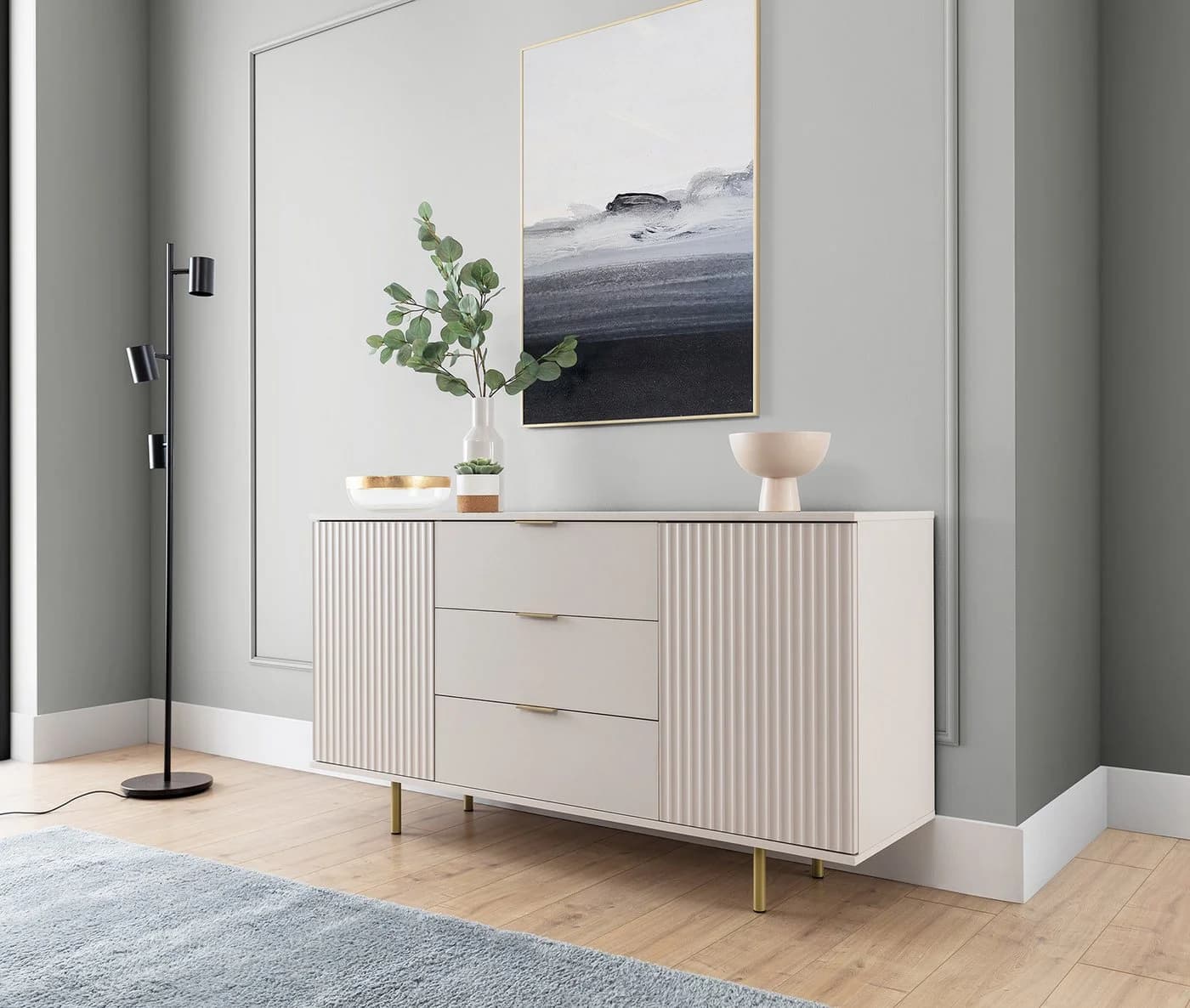 HAUSELEMENT Kommode NUBIA NB-02 3 Schubladen 2 Türen 150 cm Push-to-Open Modern - Bild 4