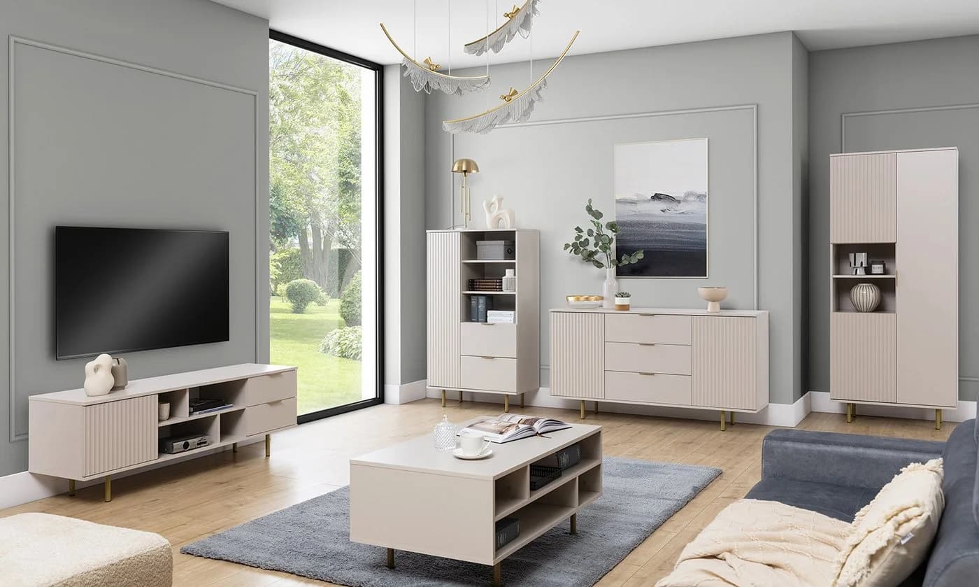 HAUSELEMENT Kommode NUBIA NB-02 3 Schubladen 2 Türen 150 cm Push-to-Open Modern - Bild 5