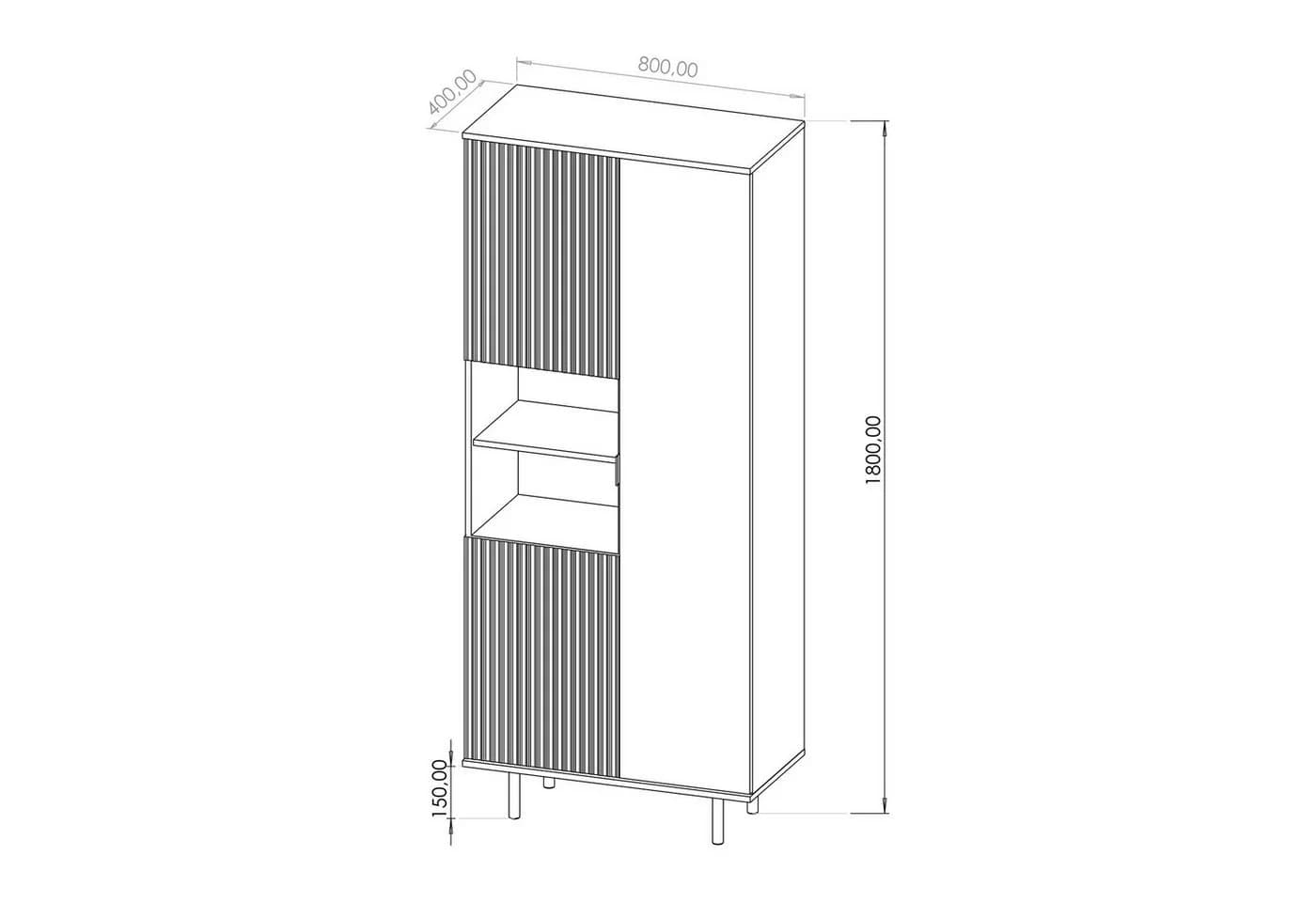 HAUSELEMENT Mehrzweckschrank NUBIA NB-05 3 Türen Vitrine Regal Schrank Modern - Bild 5