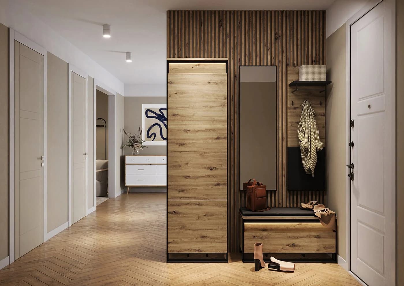 HAUSELEMENT Garderobenpaneel QUANT QG-07 Wandgarderobe mit Ablage & Haken - Bild 5