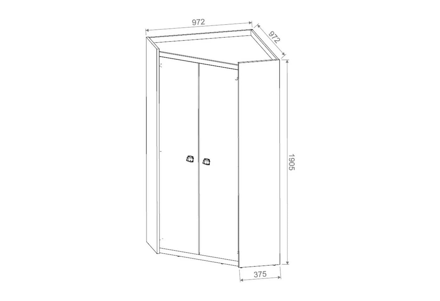 HAUSELEMENT Eckkleiderschrank FARGO FG-17 2 Türen - Bild 3