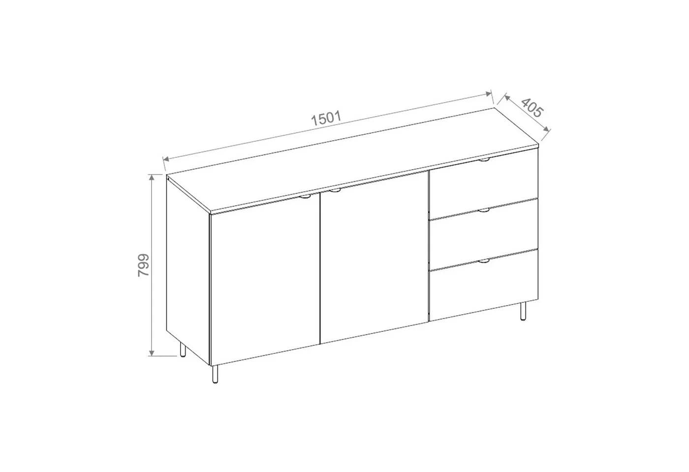 HAUSELEMENT Kommode MILA MA-02 Weiß Modern 2 Türen 3 Schubladen - Bild 4
