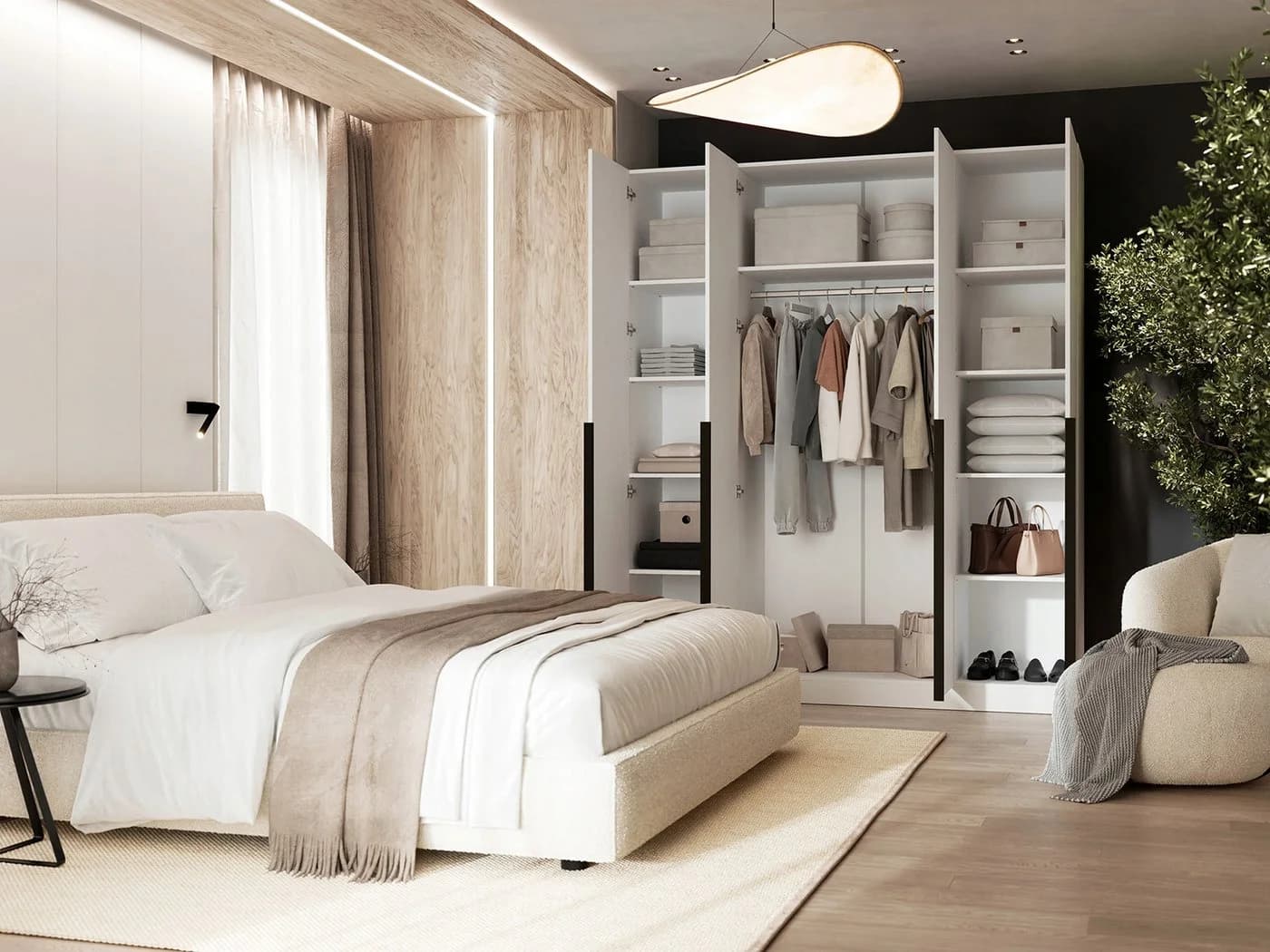 HAUSELEMENT Kleiderschrank FINN Weiß 4 Türen SoftClose Modern - Bild 5