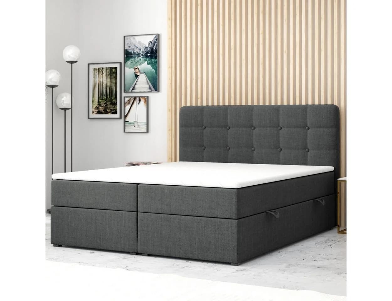 M-Punkt24 Boxspringbett Athen 180x200cm Grau oder Schwarz