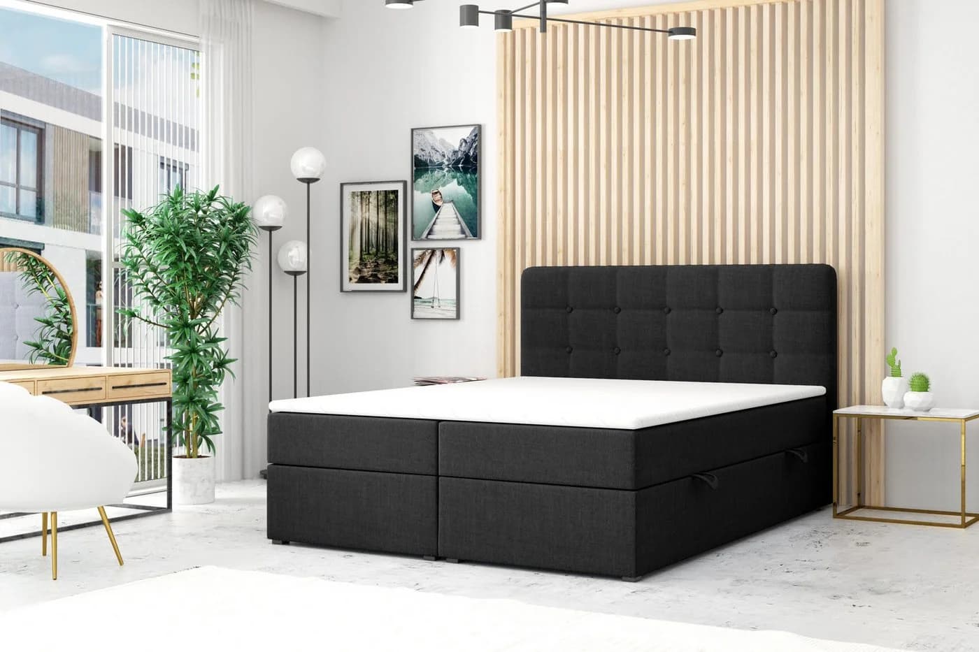 M-Punkt24 Boxspringbett Athen mit Bettkasten und Topper