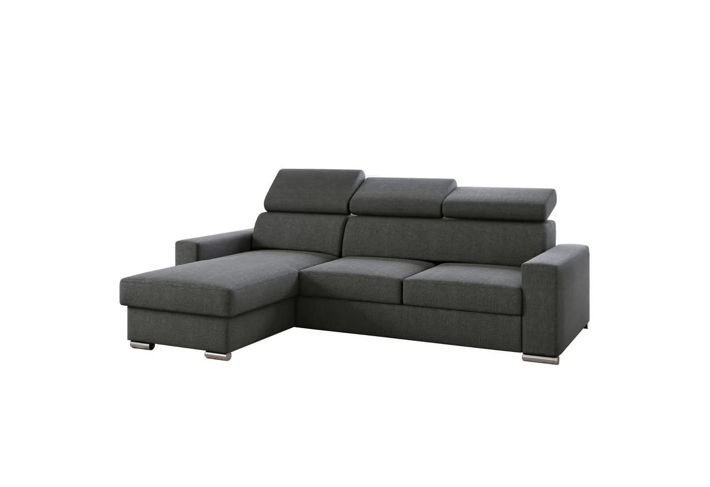 M-Punkt24 Ecksofa Bari Webstoff Grau mit Bettfunktion - Bild 2