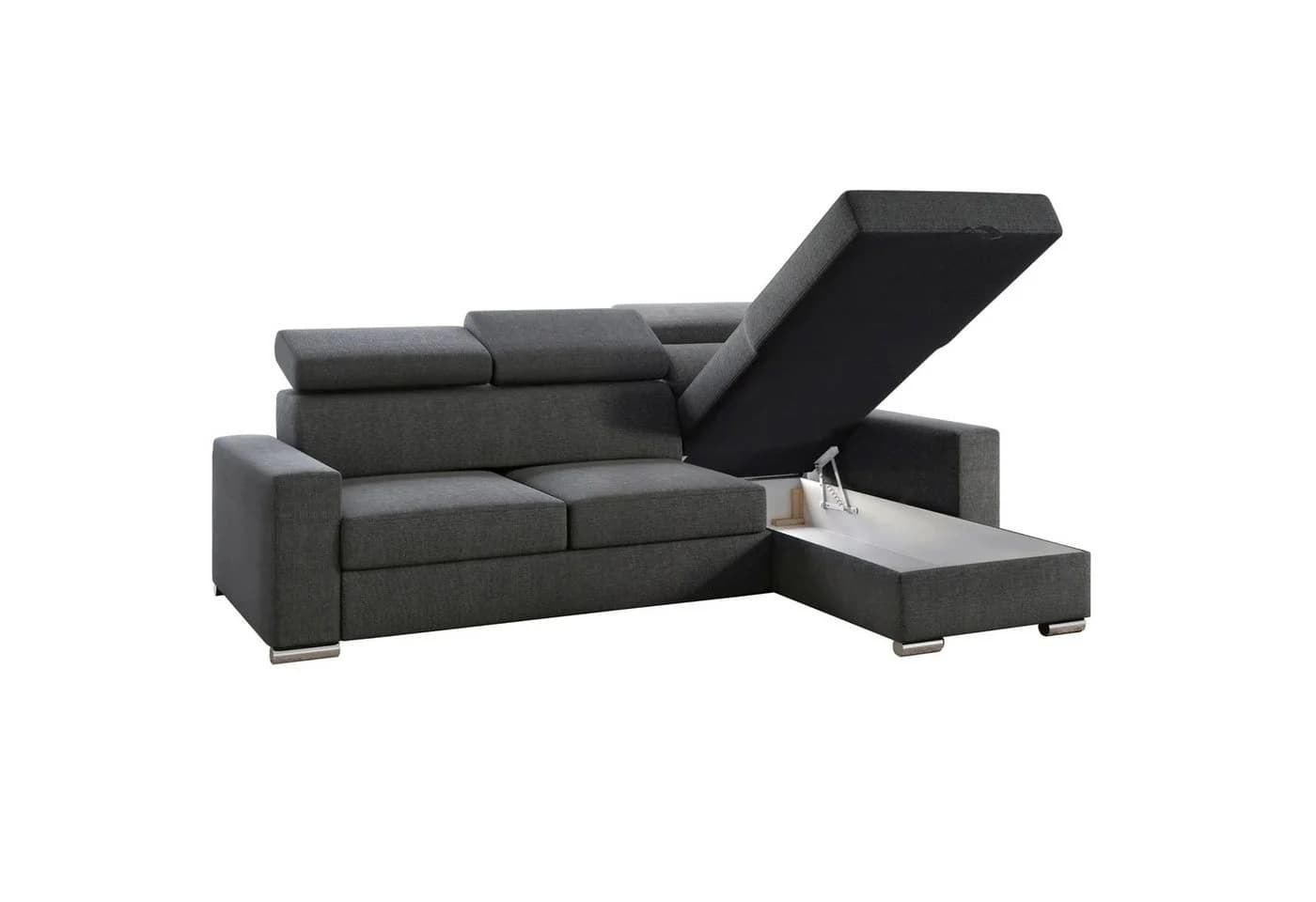 M-Punkt24 Ecksofa Bari Webstoff Grau mit Bettfunktion - Bild 4