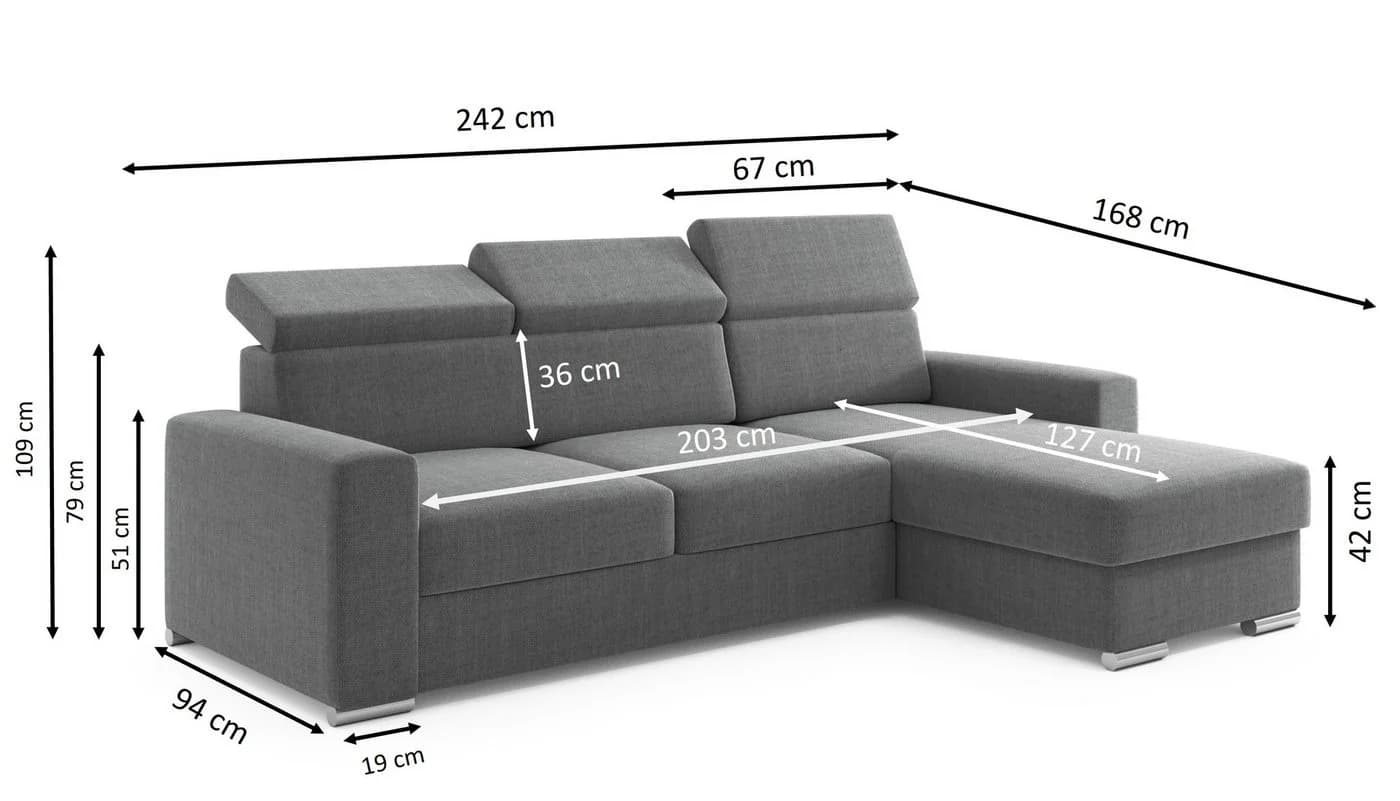 M-Punkt24 Ecksofa Bari Webstoff Grau mit Bettfunktion - Bild 5