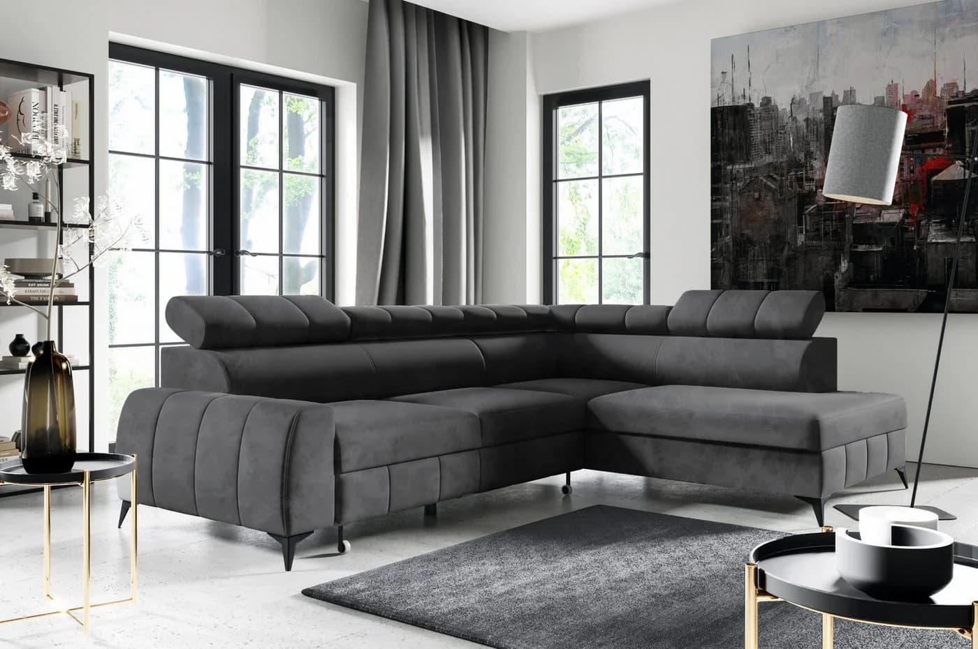 M-Punkt Ecksofa Lagos Grau Anthrazit mit Bettfunktion & Bettkasten - Bild 2