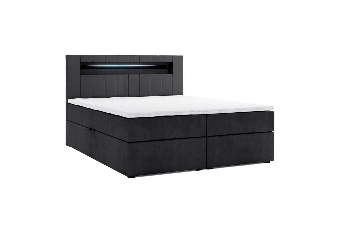 M-Punkt Boxspringbett KUBA Schwarz mit Bettkasten und Topper - Bild 3