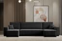 M-Punkt24 Wohnlandschaft COMO U-Form Sofa Bett Cord Schwarz Bild 1