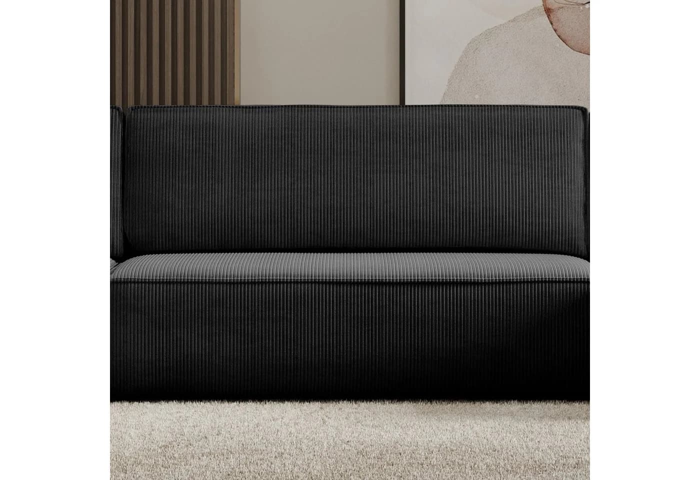 M-Punkt24 Wohnlandschaft COMO U-Form Sofa Bett Cord Schwarz - Bild 4