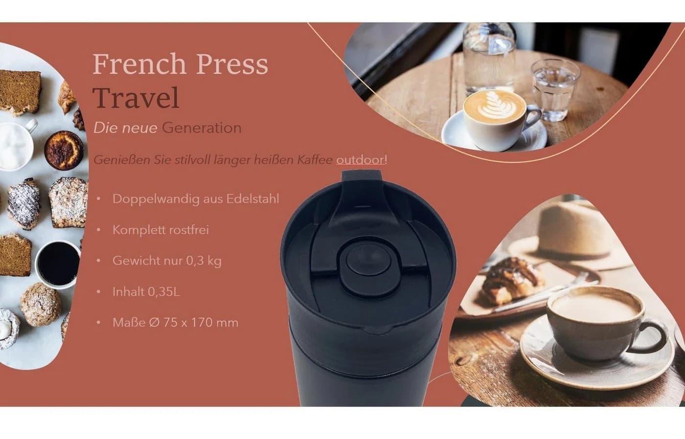 MediMuc Thermo French Press Kanne Edelstahl Schwarz