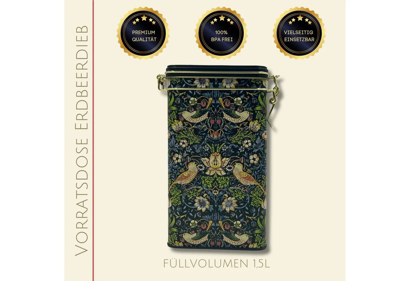 MediMuc Kaffeedose Erdbeerdieb Bügelverschluss Dichtung Gustav Klimt Motiv - Bild 3