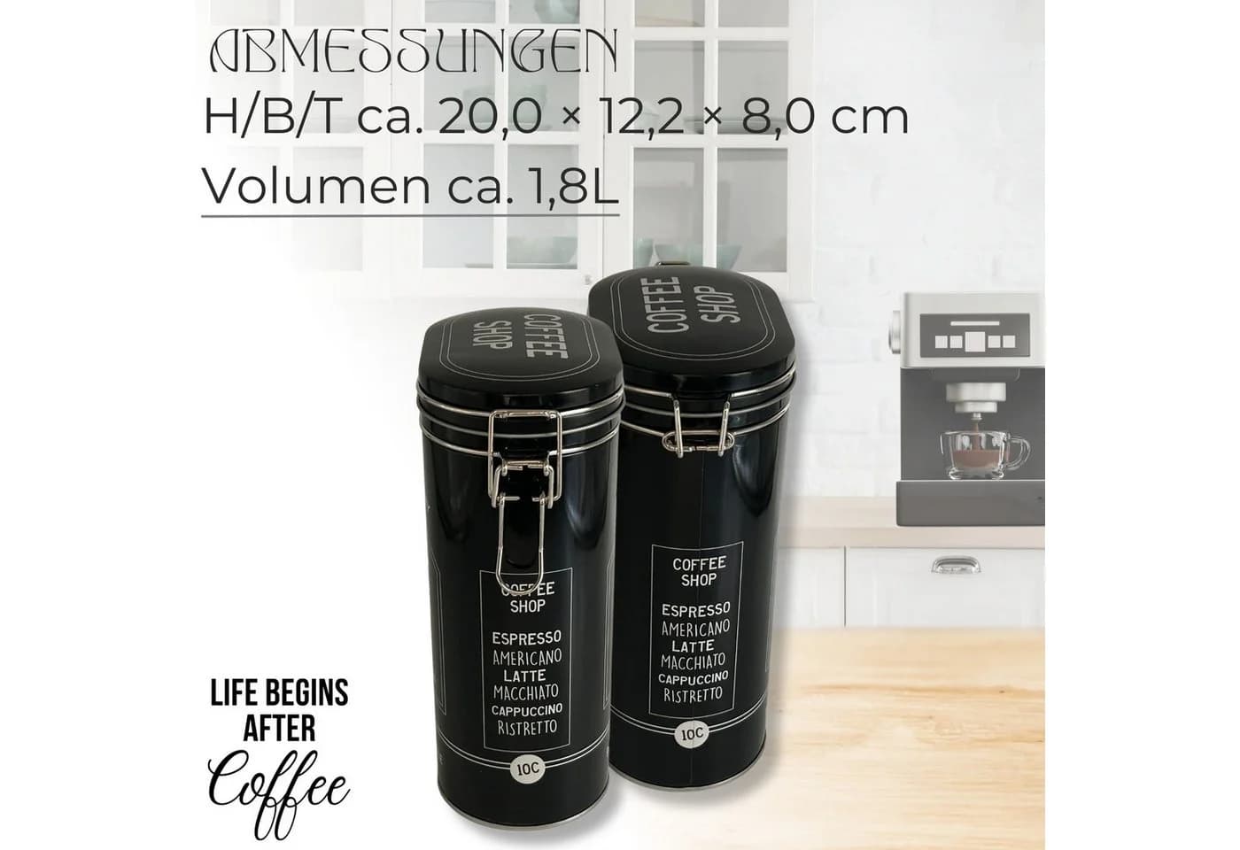 MediMuc Kaffeedose Vorratsdose Schwarz Oval 1,8L - Bild 5