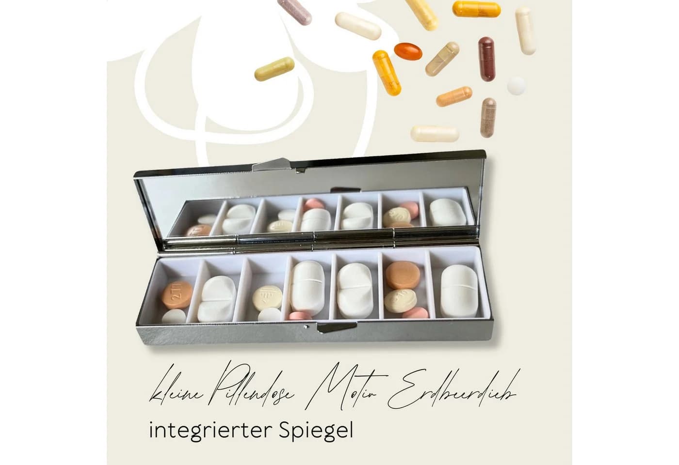 MediMuc Pillendose 7 Tage Fridolin Metall mit Spiegel William Morris