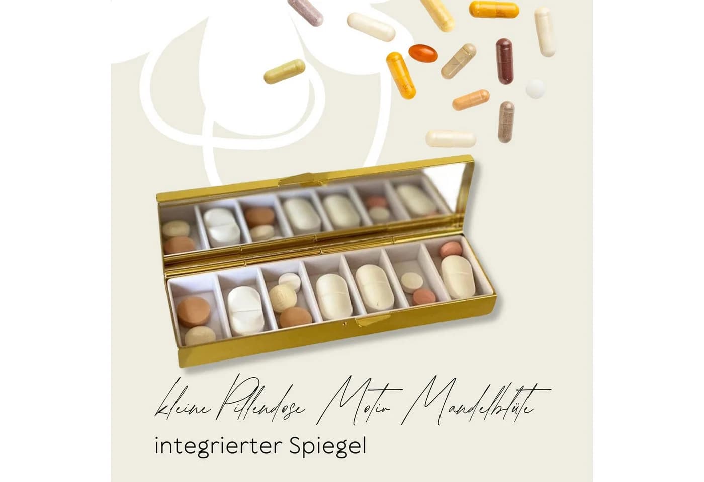 MediMuc Pillendose 7 Tage Metall mit Spiegel - Fridolin Edition