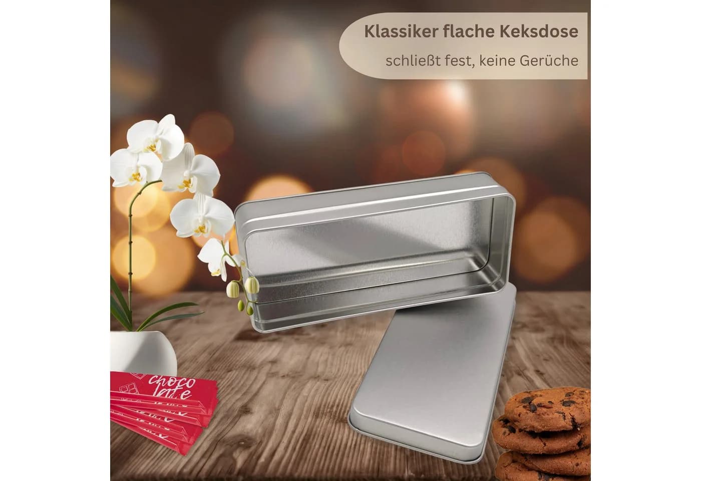 MediMuc Keksdose Klassiker Flach mit Stülpdeckel, Metalldose - Bild 5