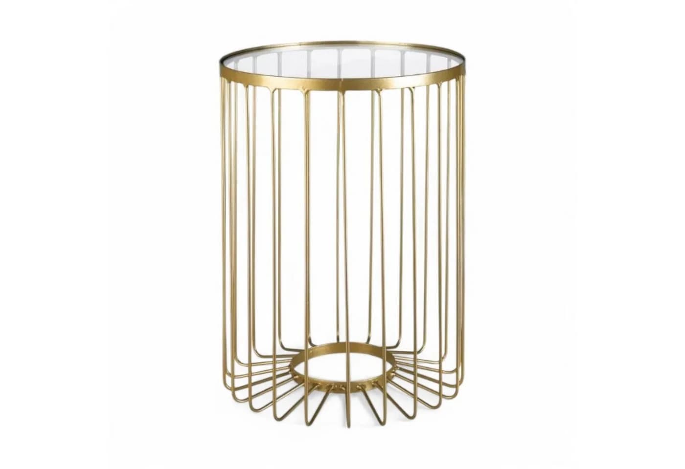 KEINerlei® Beistelltisch Rund Metall Gold Glas Couchtisch Nachttisch