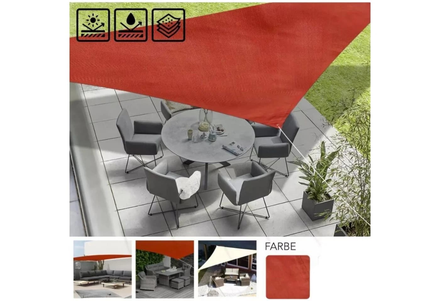 KEINerlei® Sonnensegel Dreieck Terrakotta UV-Schutz - Bild 2