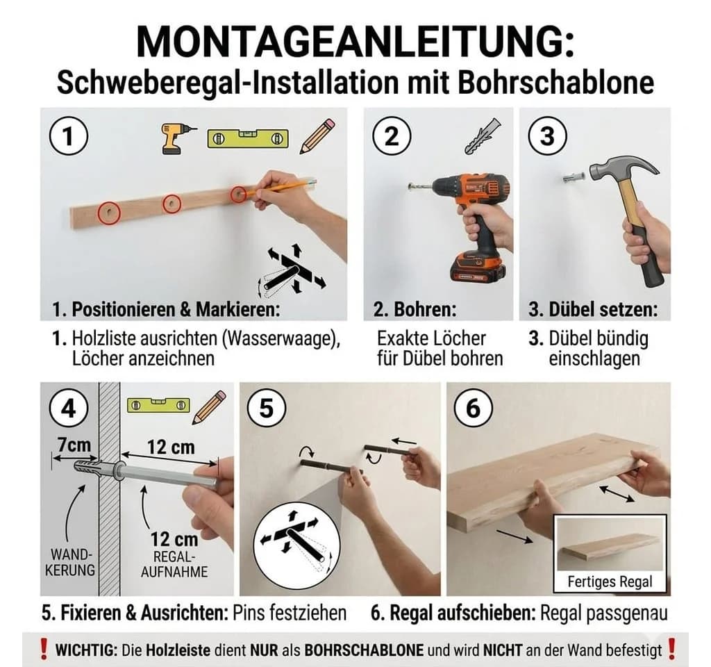 KEINerlei® Wandregal Eiche massiv Natur Baumkante handgefertigt - Bild 3
