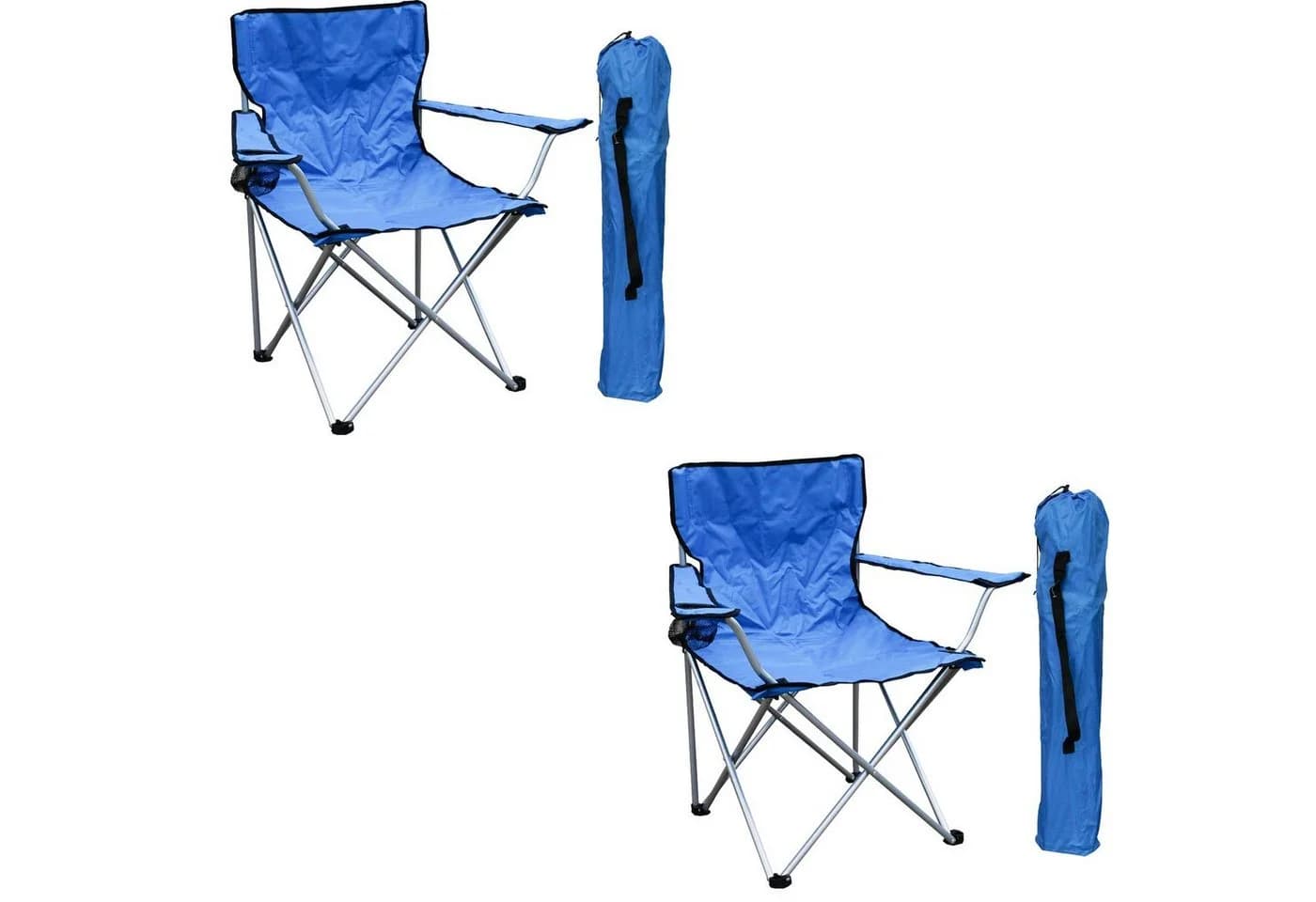 INDA-Exclusiv Klappstuhl 2'er Set Anglersessel Blau mit Getränkehalter