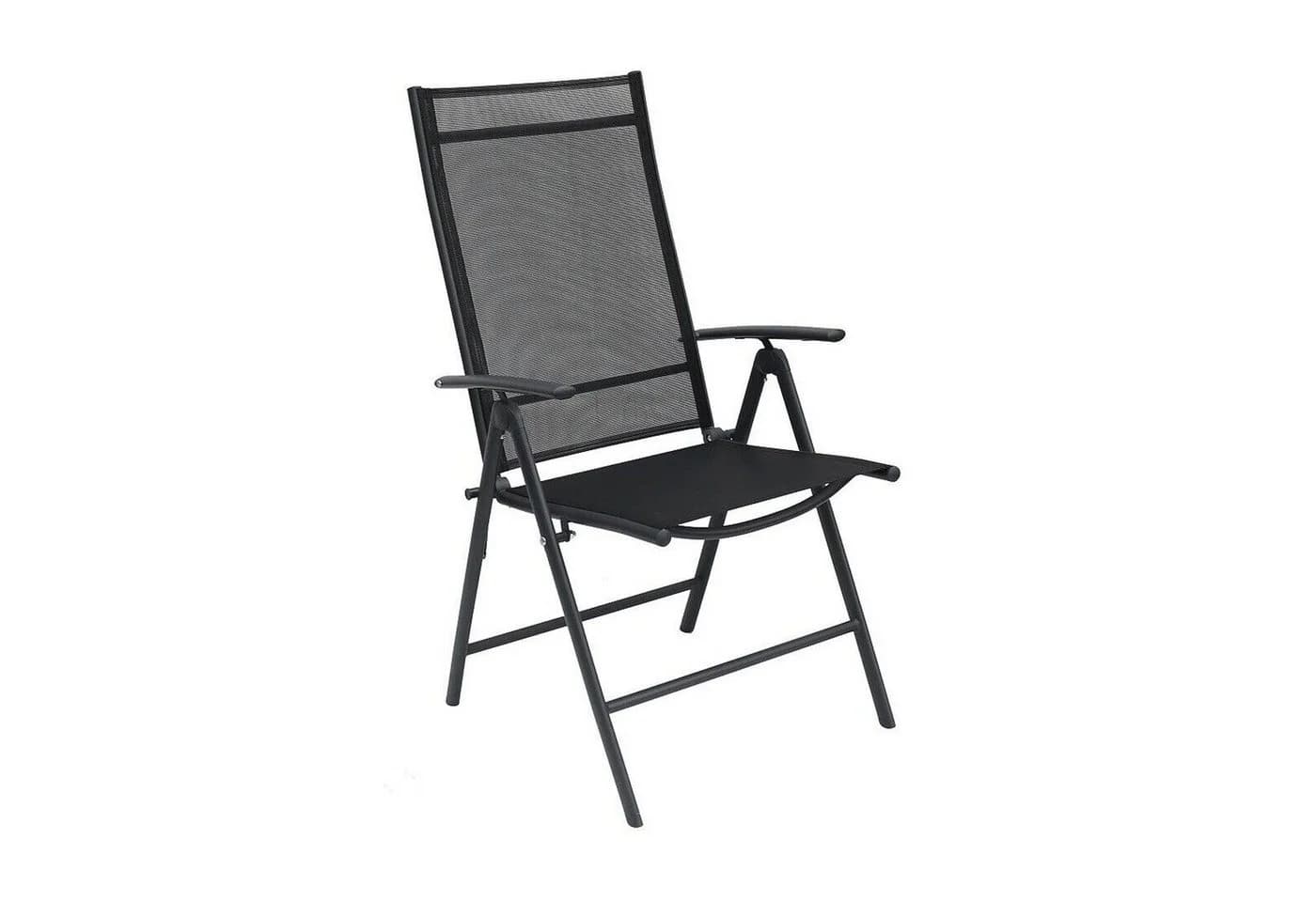 Mojawo Garten-Klappstuhl Schwarz 7-fach verstellbar Metall Textilene - Bild 2