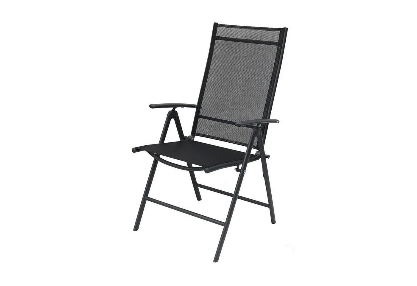 Mojawo Garten-Klappstuhl Schwarz 7-fach verstellbar Metall Textilene - Bild 3