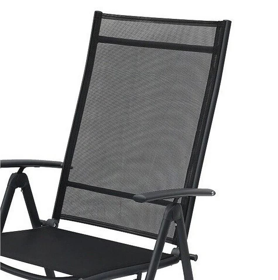 Mojawo Garten-Klappstuhl Schwarz 7-fach verstellbar Metall Textilene - Bild 4
