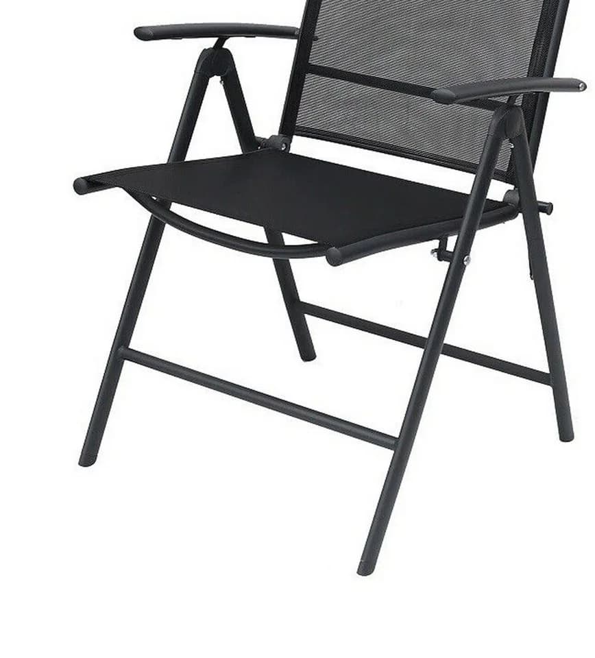 Mojawo Garten-Klappstuhl Schwarz 7-fach verstellbar Metall Textilene - Bild 5