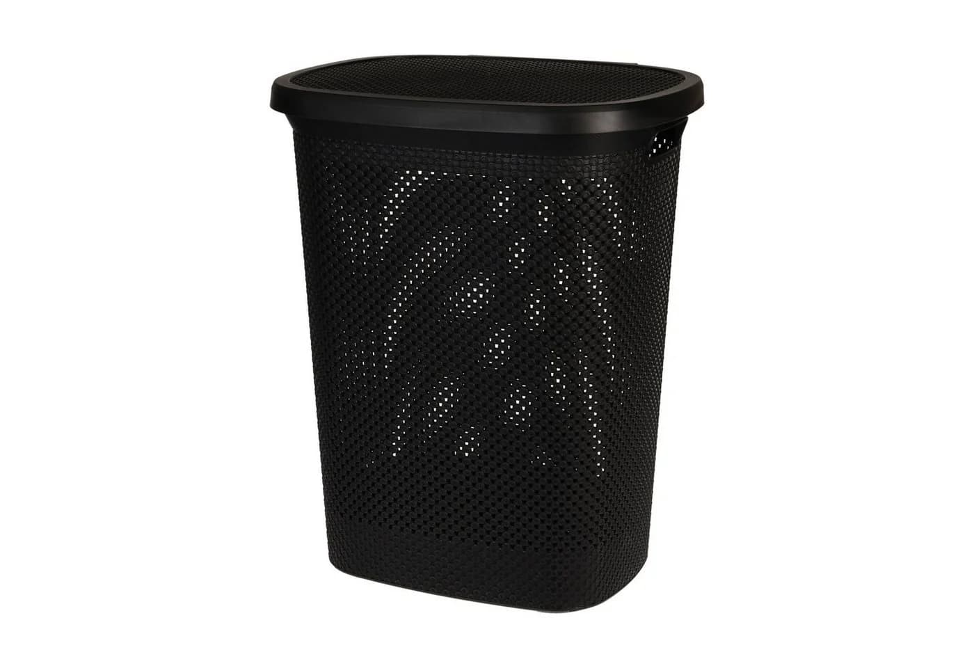 Mojawo Wäschekorb 60L Schwarz mit Deckel