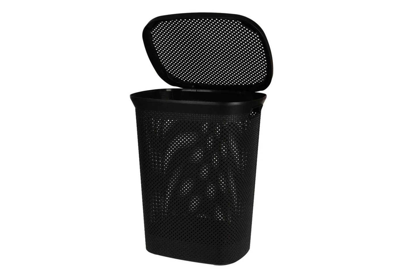 Mojawo Wäschekorb 60L Schwarz mit Deckel - Bild 2