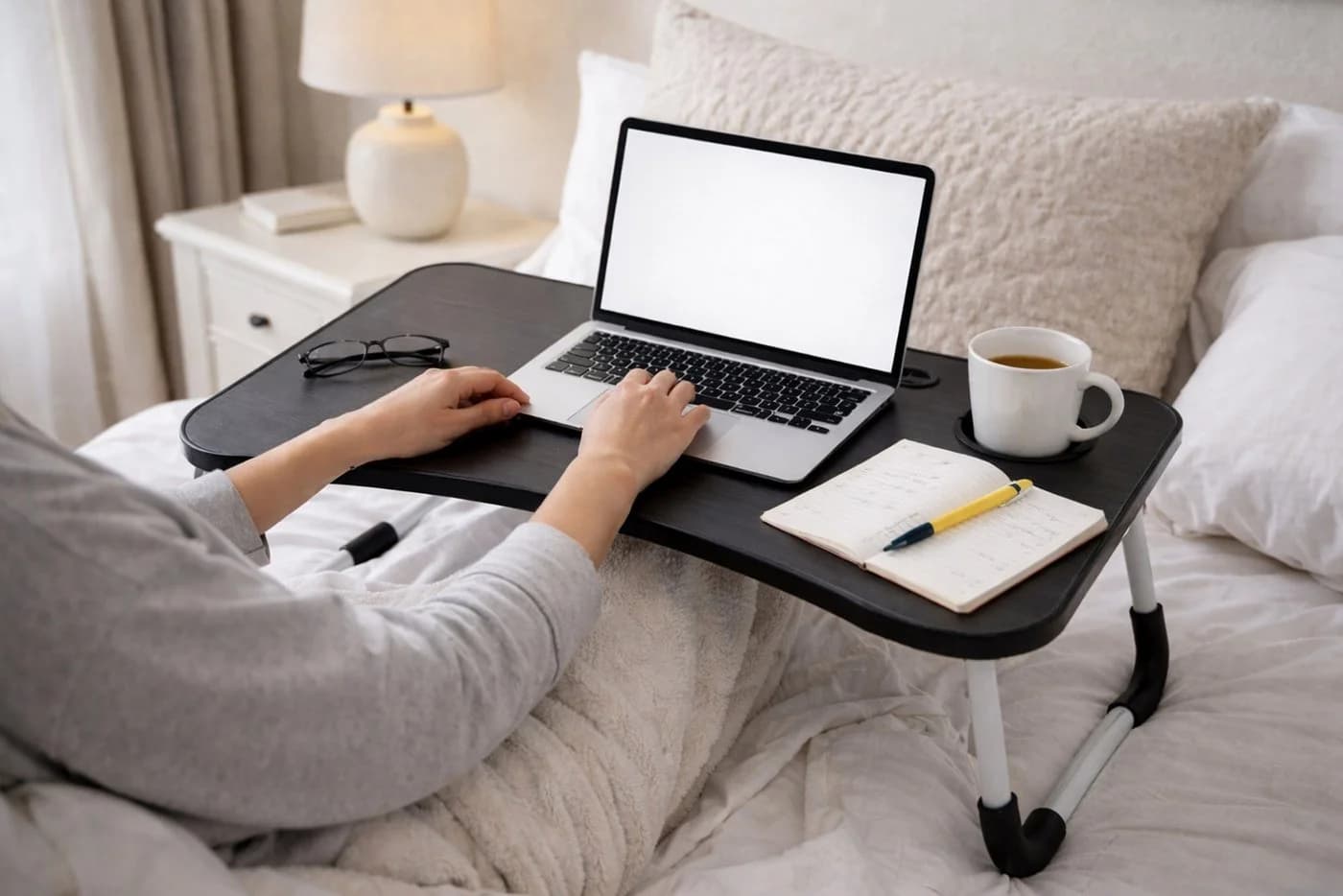 Mojawo Laptop Tablett Betttisch Frühstückstablett Serviertablett Laptoptisch Tablettisch Holz
