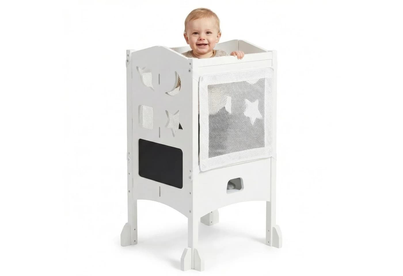 BabyBeFun Lernturm Klappbar Weiß 360° Sicherheitsnetz - Bild 2