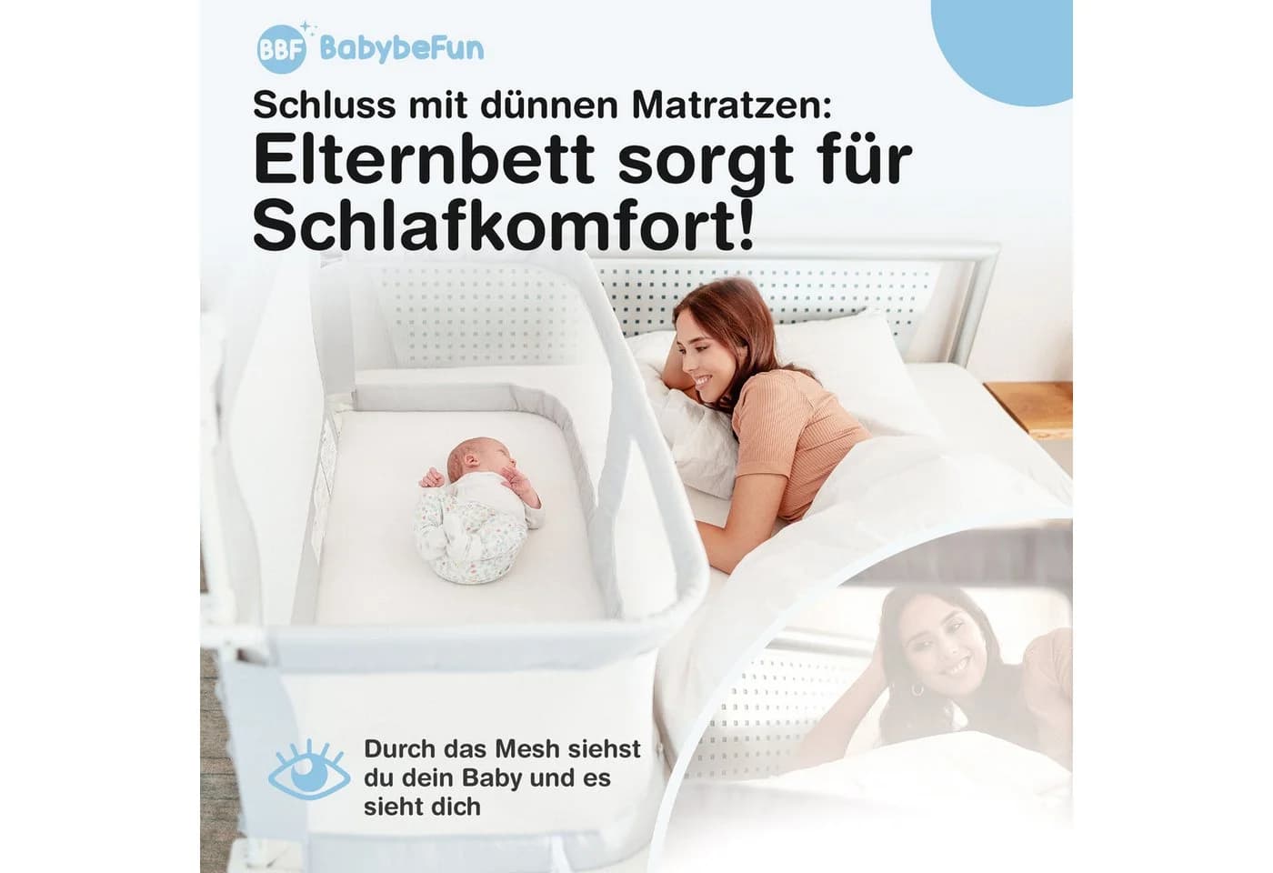 BabyBeFun Babybett im Bett Beistellbett Höhenverstellbar Mit Rollen - Bild 3