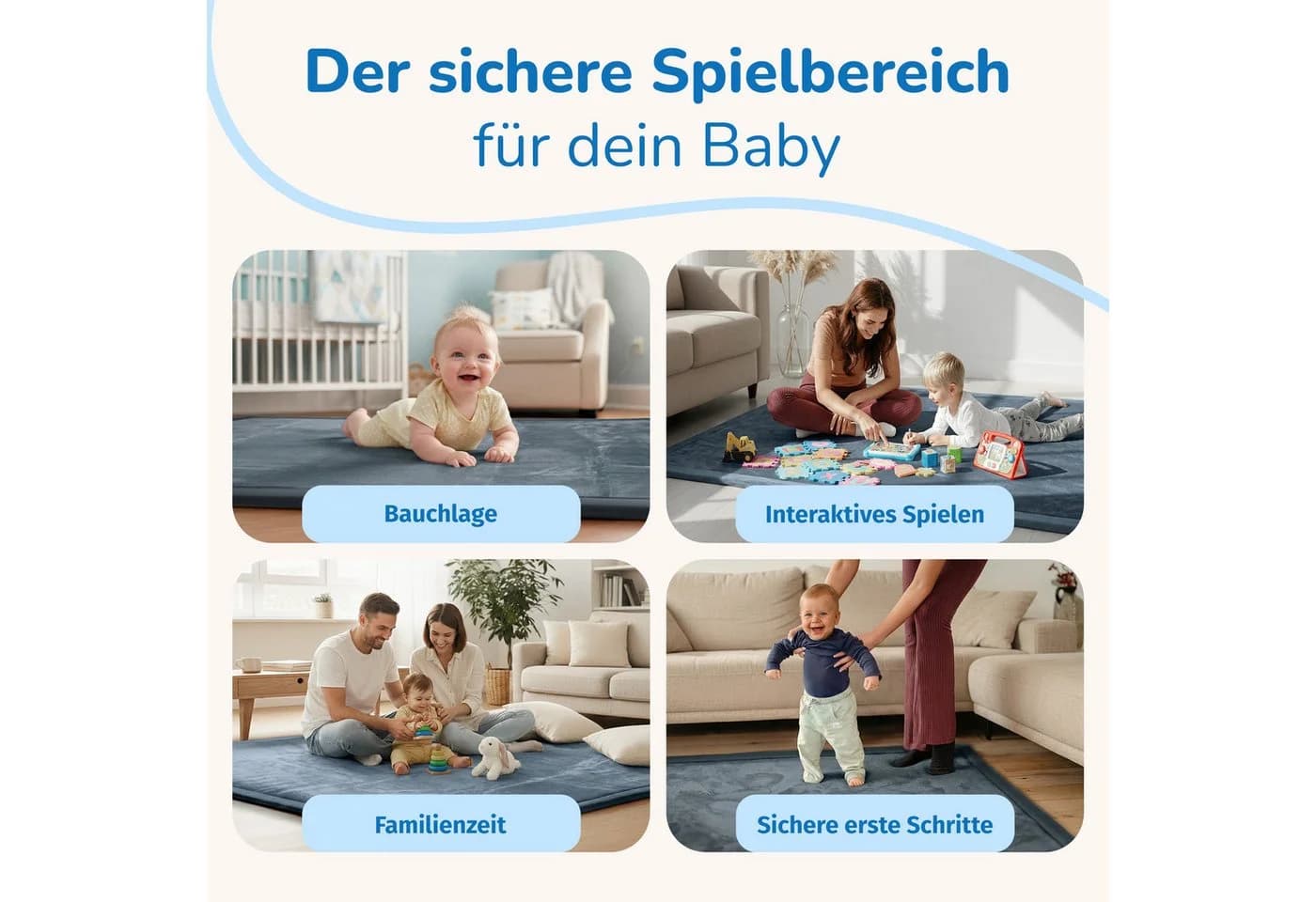 BabyBeFun Spielmatte Extra Weich 3cm Memory-Schaum Grau - Bild 4