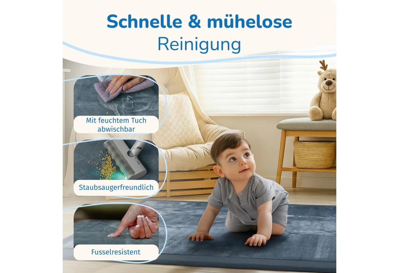 BabyBeFun Spielmatte Extra Weich 3cm Memory-Schaum Grau - Bild 5