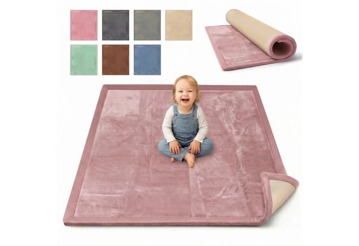 BabyBeFun Spielmatte Rosa 3cm Memory-Schaum Krabbelmatte - Bild 2
