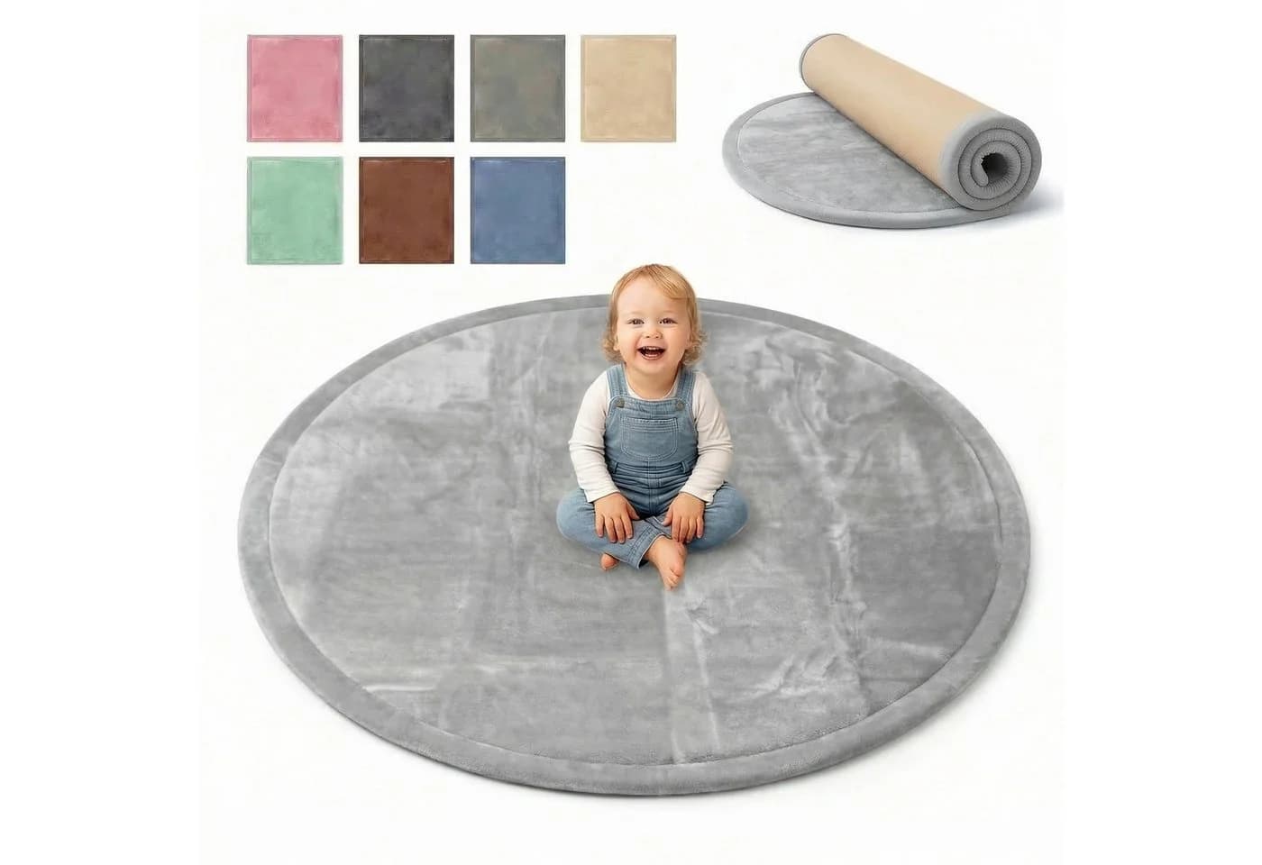 BabyBeFun Spielmatte 3cm Memory-Schaum Grau Rutschfest - Bild 2