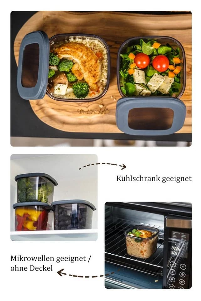 Viwares Vorratsdosen-Set 12er Anthrazit SERIE FOLY1.2L Kunststoff - Bild 3