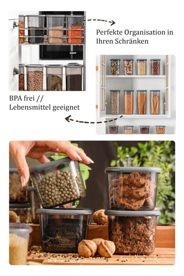 Viwares Vorratsdosen-Set 12er Anthrazit SERIE FOLY1.2L Kunststoff - Bild 4